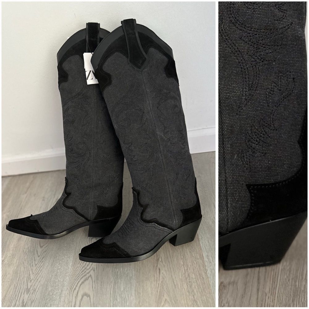ZARA EMBROIDERED HEELED COWBOY BOOTS
BLACK - Picture 2 of 7